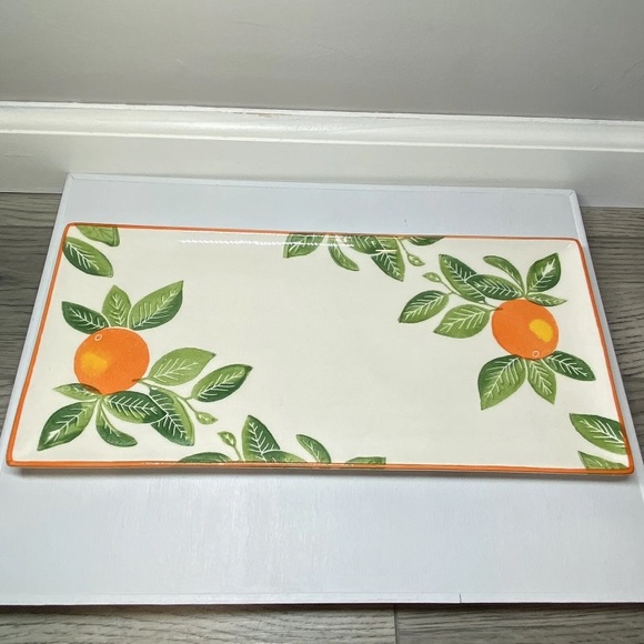 PapArt Seramik Ceramics Oranges Botanical Serving Platter Hand Painted Tray Dish - Picture 4 of 8